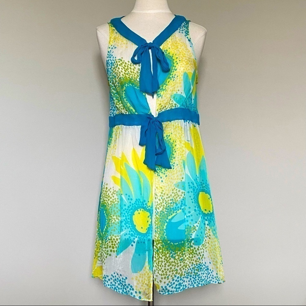 Milly Cabana Tie Front Floral Silk Swim Coverup, Medium